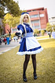 Taiwanesa super linda COS maid chica de seda negra